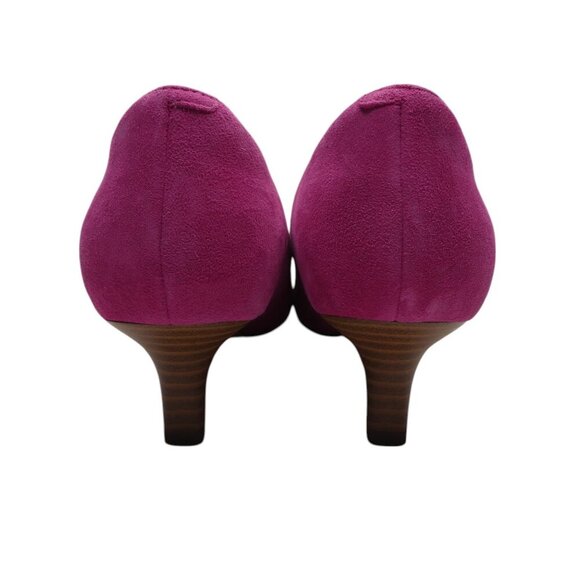 Clarks Shondrah Ruby Hot Pink Suede Kitten Heel Pumps Womens 9.5 Wide - Picture 9 of 13